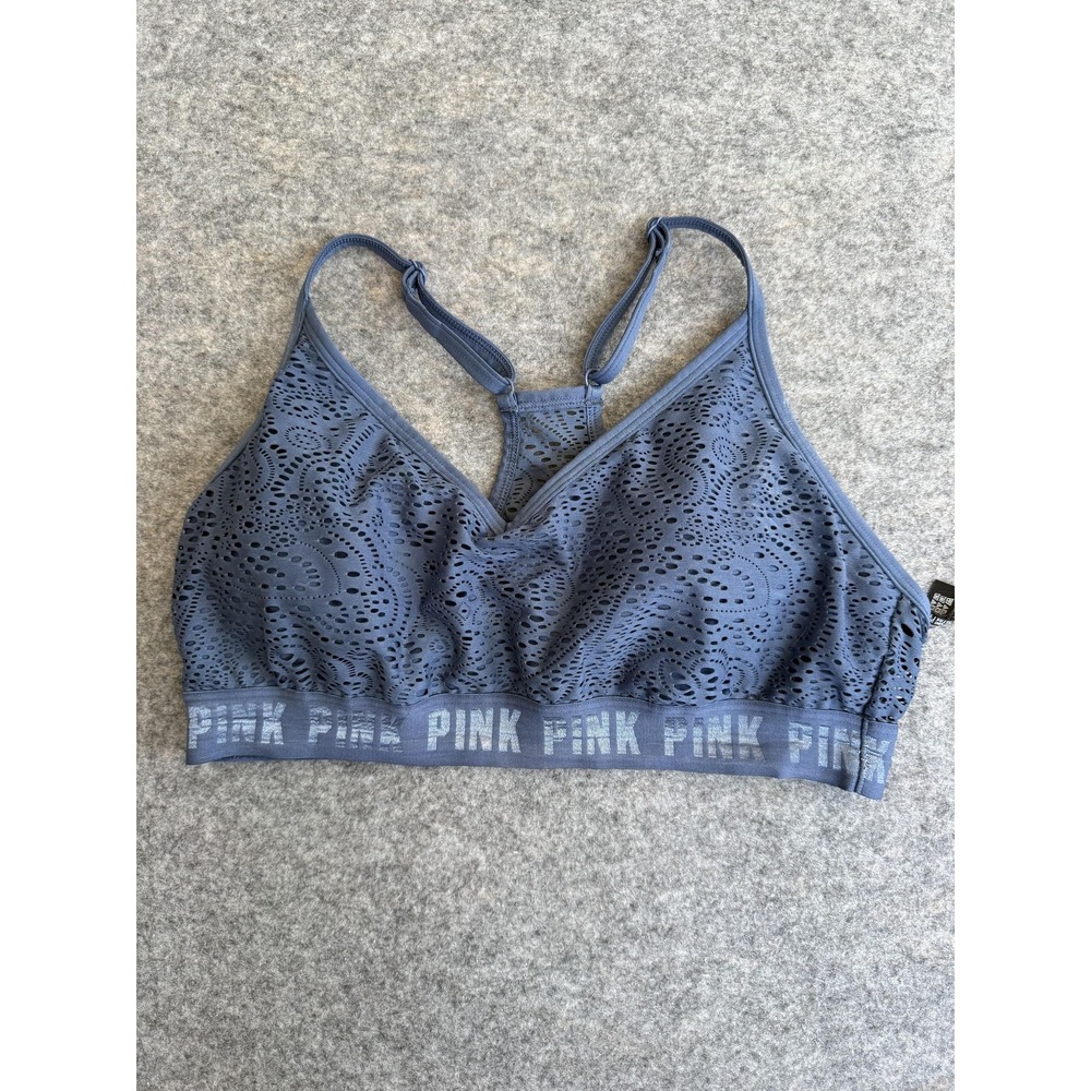 PINK SPORT Sports Bra Womens XL Blue Laser Cut Racerback Ventilated Athletic‎